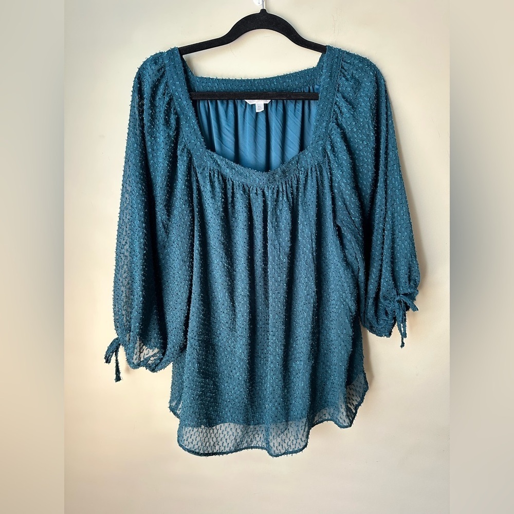 LC Lauren Conrad Womens Top Size XL Square Neck Balloon Sleeve